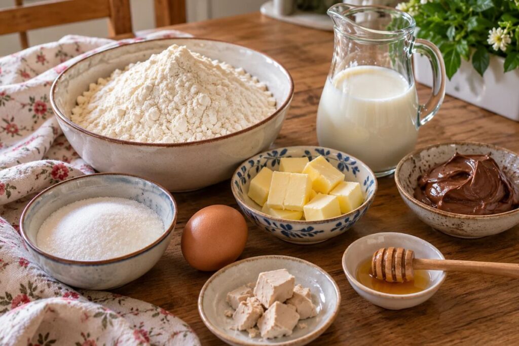 Cornetti soffici con crema spalmabile in friggitrice ad aria, ingredienti