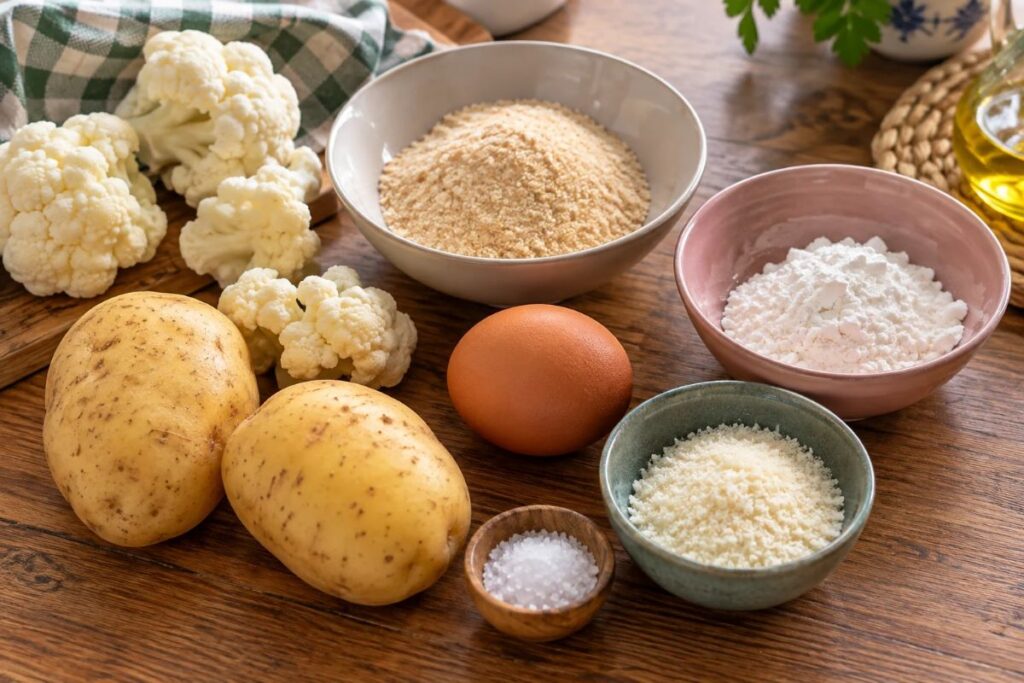 Cotolette di patate e cavolfiore in friggitrice ad aria, ingredienti