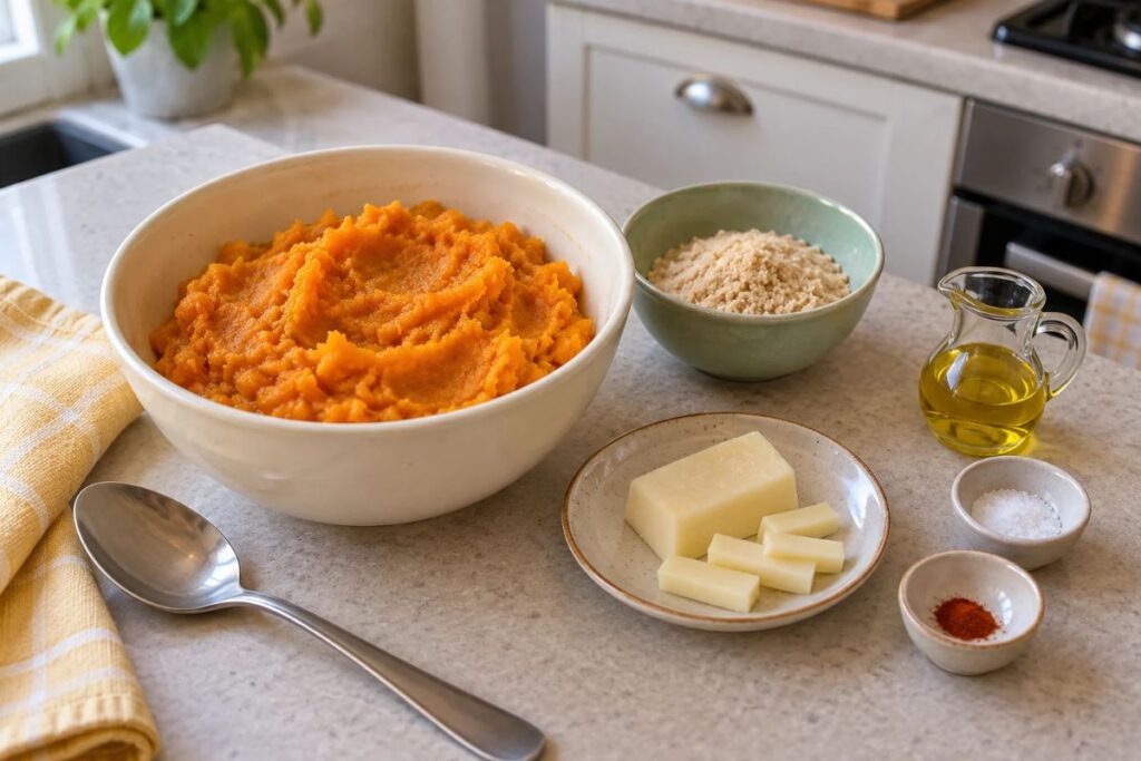 Crocche di zucca con cuore di formaggio in friggitrice ad aria ingredienti Crocchè di zucca con cuore di formaggio in friggitrice ad aria, ingredienti