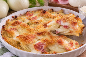 Finocchi gratinati con prosciutto e mozzarella in friggitrice ad aria