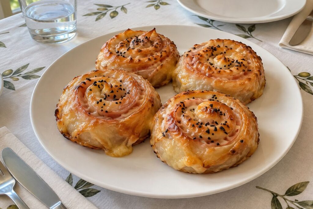 Girelle di carta di riso con prosciutto e formaggio in friggitrice ad aria