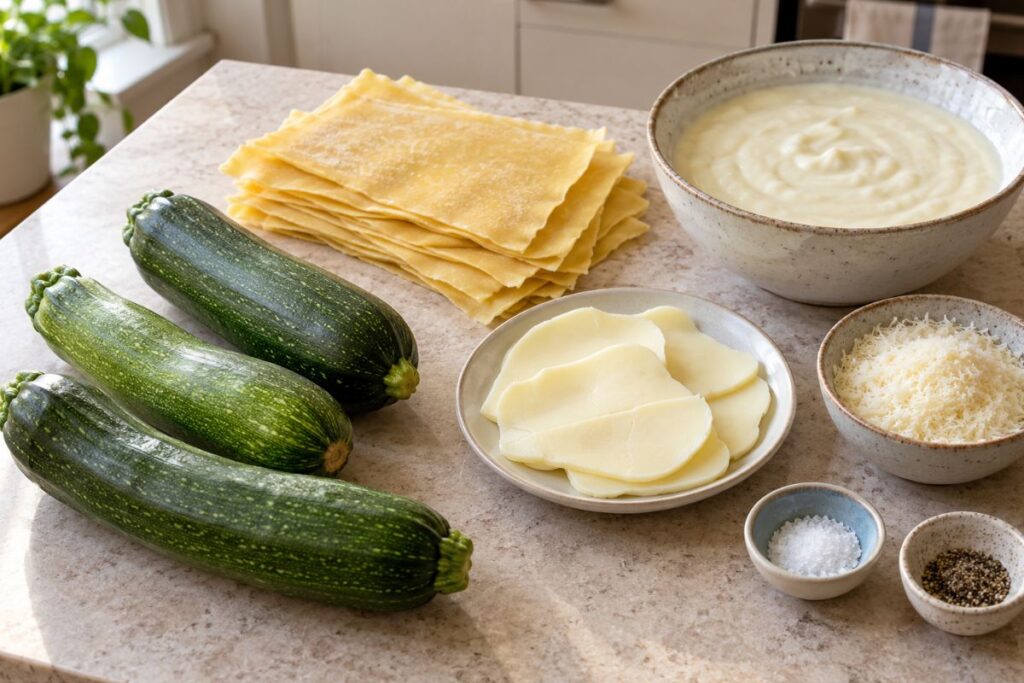 Lasagna bianca zucchine e provola in friggitrice ad aria, ingredienti
