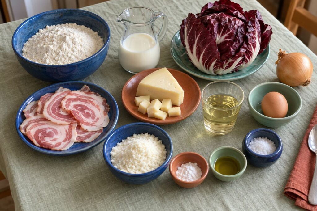 Muffin salati al radicchio e pancetta in friggitrice ad aria ingredienti Muffin salati al radicchio e pancetta in friggitrice ad aria, ingredienti