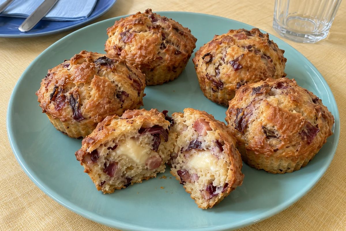 Muffin salati con radicchio e pancetta: cuore di formaggio e 18 minuti in friggitrice ad aria
