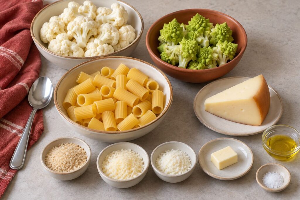 Pasta e cavolfiore gratinata in friggitrice ad aria, ingredienti