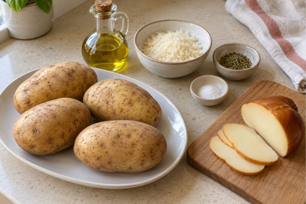 Patate a fisarmonica con scamorza in friggitrice ad aria ingredienti Patate a fisarmonica con scamorza in friggitrice ad aria, ingredienti