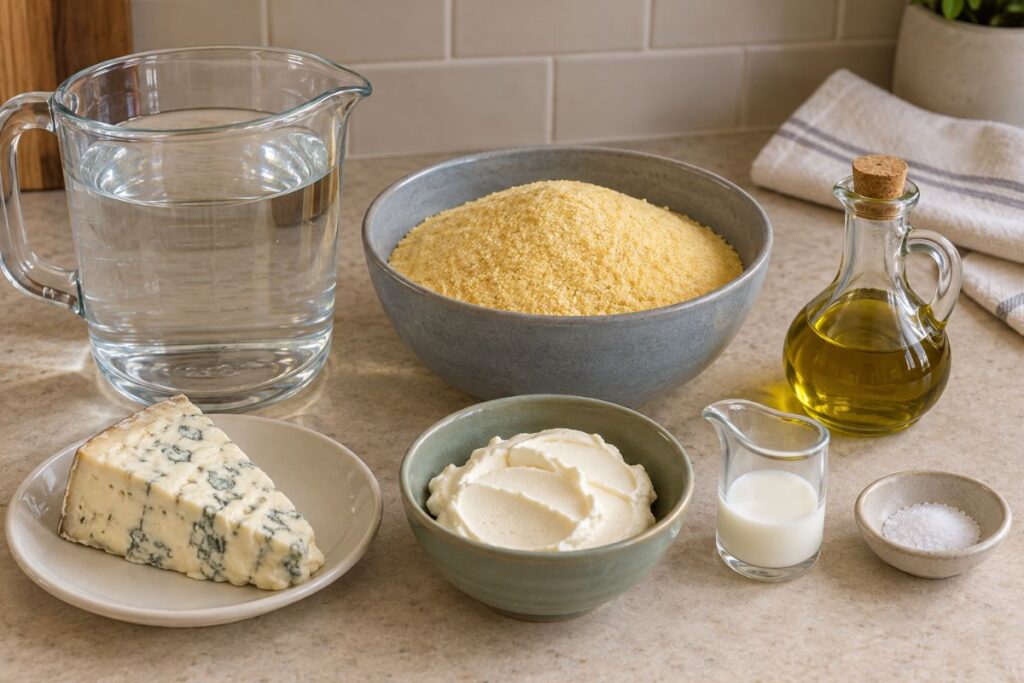 Polenta fries croccanti in friggitrice ad aria con crema di gorgonzola e mascarpone, ingredienti