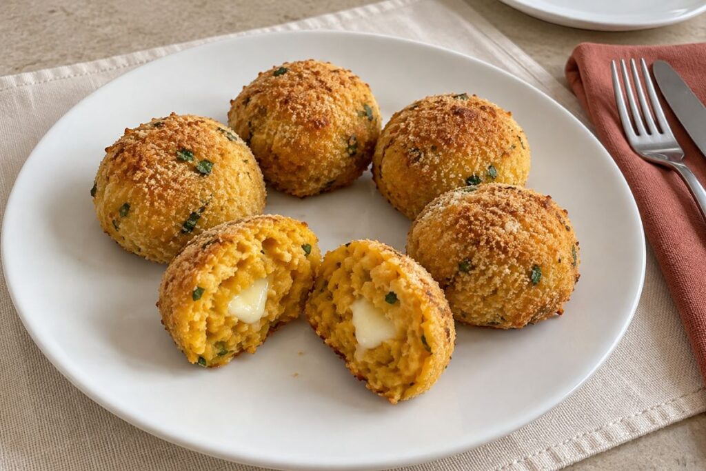 Polpette di zucca con cuore di provola in friggitrice ad aria