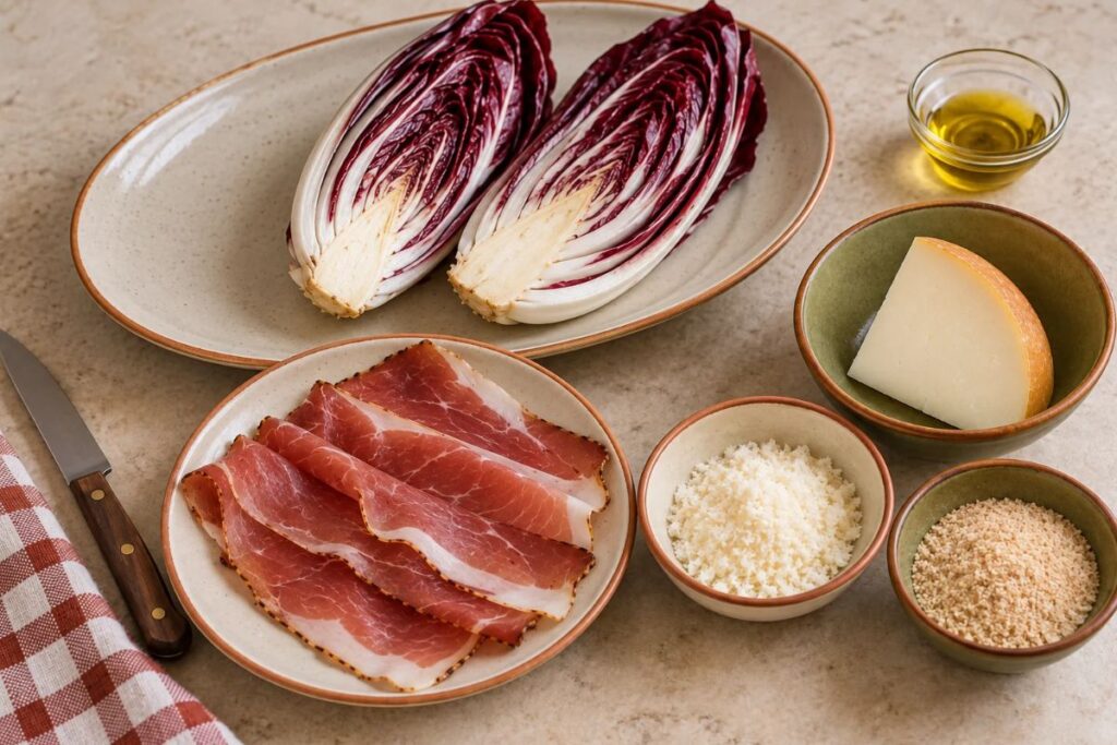 Radicchio rosso ripieno in friggitrice ad aria, ingredienti
