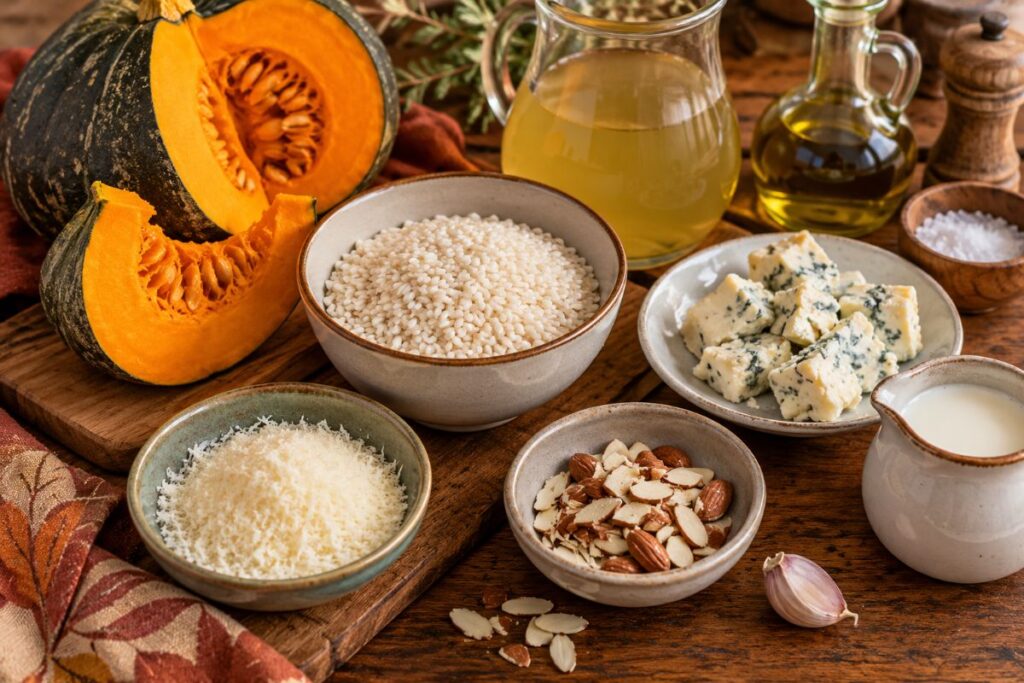 Risotto alla zucca in friggitrice ad aria con fonduta Risotto alla zucca in friggitrice ad aria con fonduta