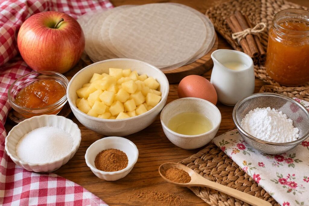 Saccottini di mele con carta di riso in friggitrice ad aria, ingredienti