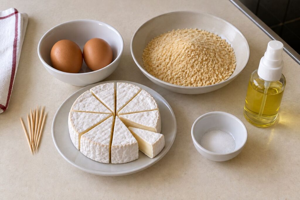 Spicchi di brie panati in friggitrice ad aria ingredienti Spicchi di brie panati in friggitrice ad aria, ingredienti