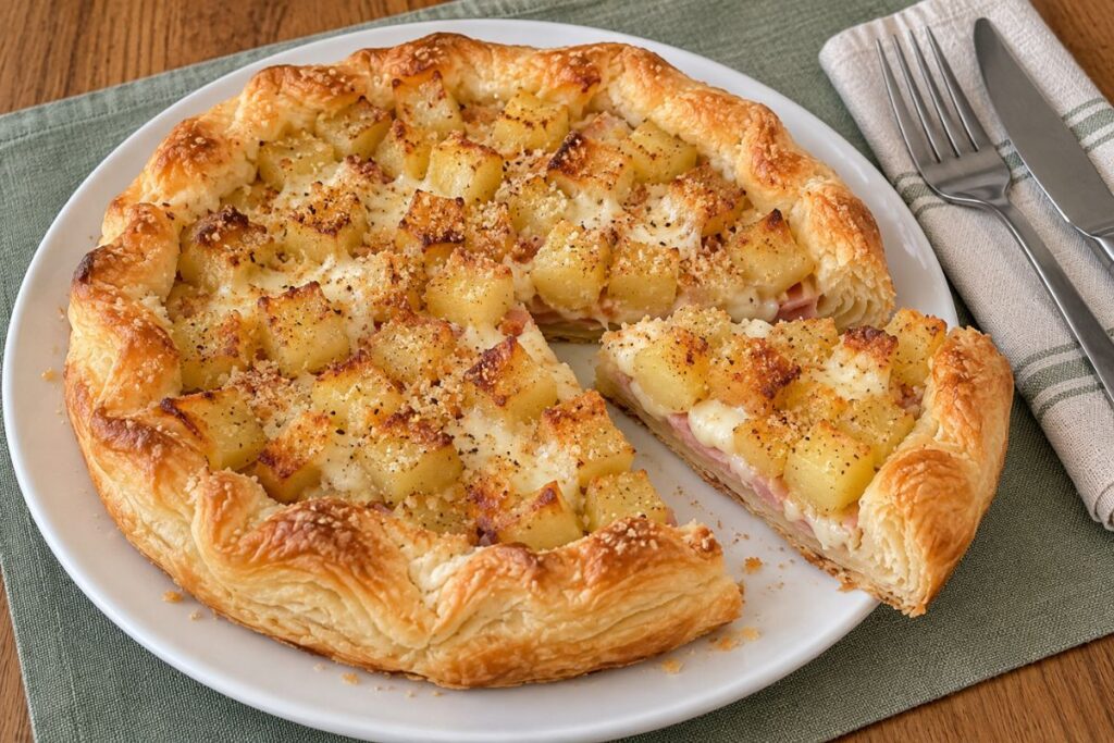 Torta salata patate, provola e prosciutto in friggitrice ad aria
